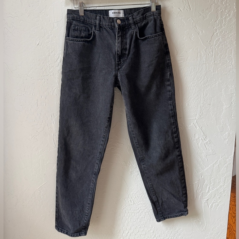 Medium High Rise Tapered Ankle Black Women's Jeans